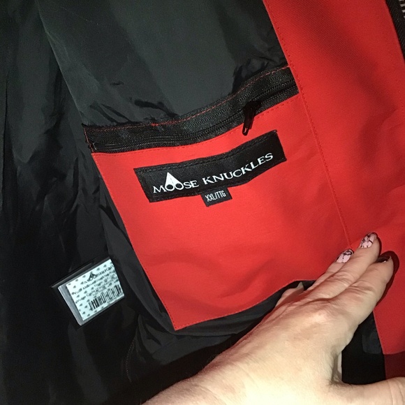 NWT Moose Knuckles Canada Down Filled Hoodie Fur Red/black Womens XXL - Picture 2 of 6